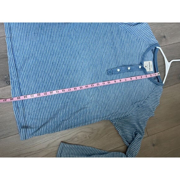 Splendid Mills Shirt Mens M Henley Striped three button blue long sleeve READ!! - Picture 2 of 7